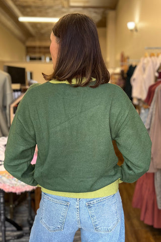 Green Crew Neck "MERRY" Sweater