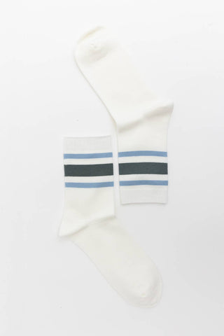 Slate Blue Retro Stripe Style Crew Socks