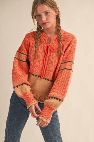 Orange Taupe Nordic Sweater
