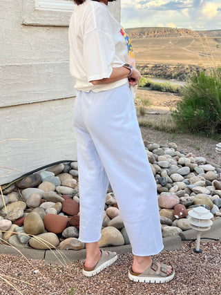 Malibu Wide-Leg Fleece Pants in Powder Blue