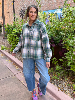 Oversized Plaid Shirt in Pine