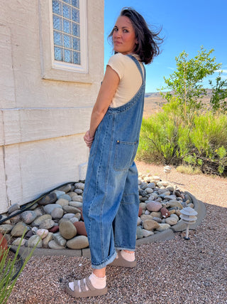 Wide-Leg Denim Overalls