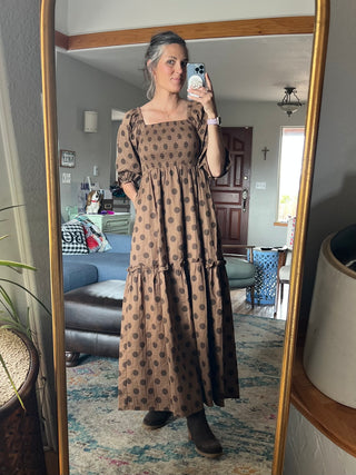 Mocha Polkadot Maxi Dress