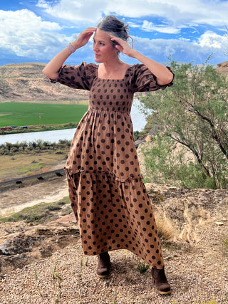 Mocha Polkadot Maxi Dress