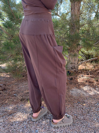 Mocha Cotton Lycra Harem Pant