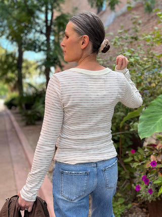 Ivory Stripe Rib Knit Top