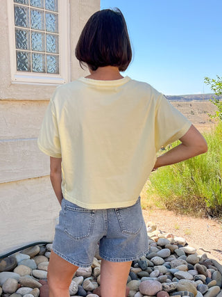 Butter Yellow Boxy Fit Henley Top