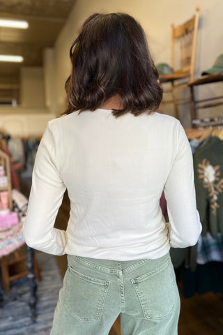 Cream Christmas Icons Embroidered Long Sleeve