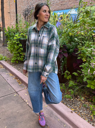 Oversized Plaid Shirt in Pine