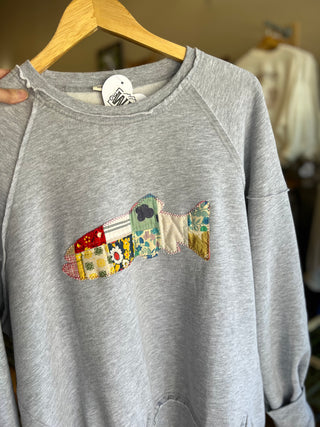 Fish Vintage Quilt Applique Sweatshirt