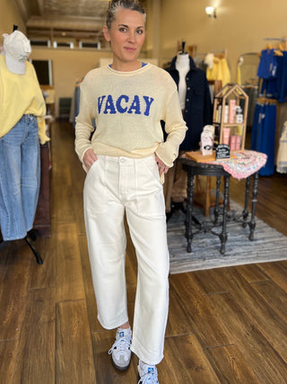 Utility Seamed Barrel Jeans in Ecru