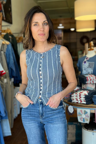 Free People Tilly Vest in Navy Combo