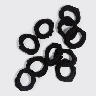 Recycled Fabric Petal Hair Elastics 10pc Set - Black