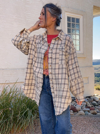 Mineral Wash Cream Plaid Flannel