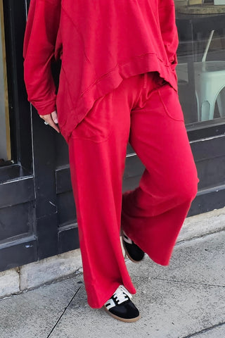 Free People Staycation Lounge Pant in Deep Cherry