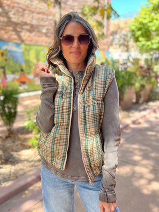 Green Plaid Flannel Quilt Vest