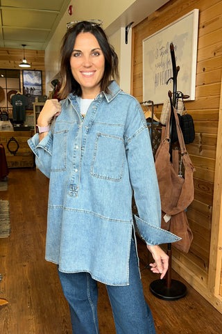 Vintage Washed Denim Tunic