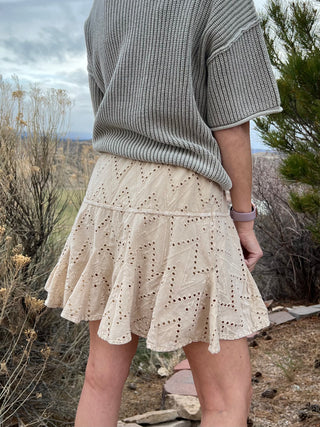 Khaki Eyelet Skirt / Skort