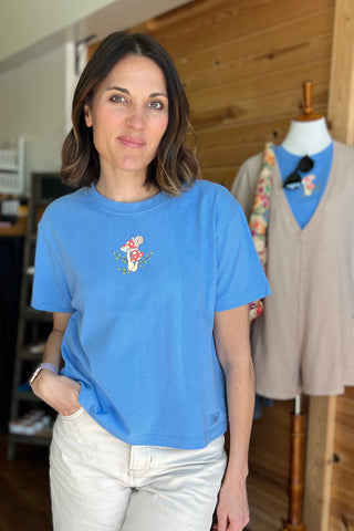 Women's Life Is Good Mushrooms & Snail Boxy Crusher Tee