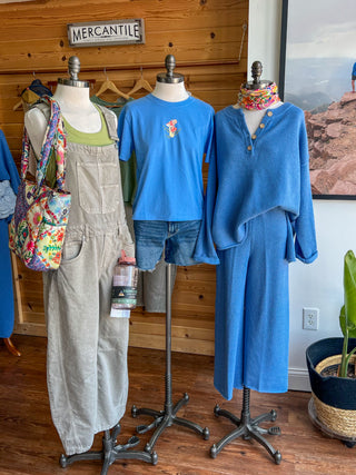 Free People Good Luck Denim Overall in Cobblestone