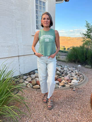 Women's Life is Good Outdoorsyish Arch Crusher Boxy Tank