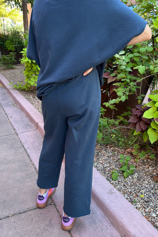 Midnight Navy Malibu Wide-Leg Fleece Pants