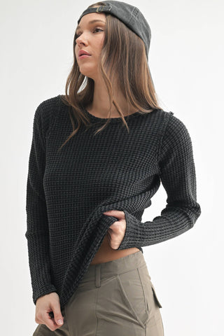 Chunky Waffle Mineral Wash Long Sleeve