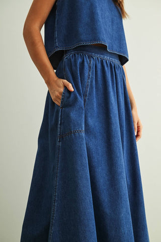 Soft Denim A-Line Skirt