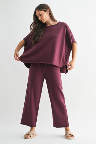 Midnight Navy Malibu Wide-Leg Fleece Pants