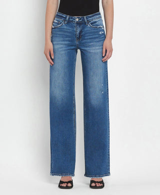 Vervet Olivia Mid Rise Full Length Wide Leg Jeans