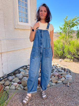 Wide-Leg Denim Overalls