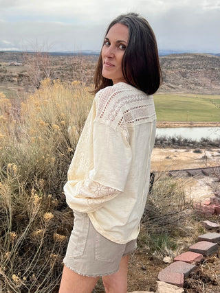 Floral Lace Oversized Long Sleeve Top