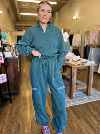 Ruffle Waist Burnout Jogger Pants