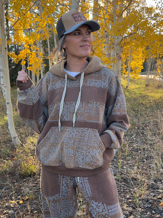 Bandana Print Terry Knit Oversized Hoodie