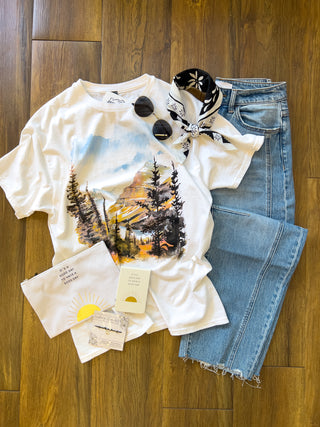 Wild Horizon Mountain Scene T-Shirt
