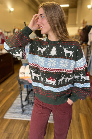 Reindeer Graphic Christmas Sweater
