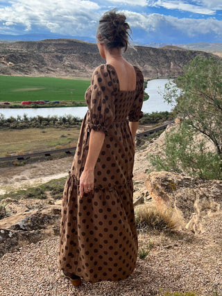 Mocha Polkadot Maxi Dress