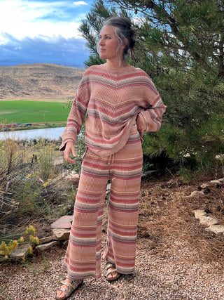 Mocha Mineral-Washed Stripe Thermal Top