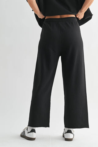 Midnight Navy Malibu Wide-Leg Fleece Pants