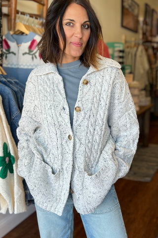 Heather Gray Long Sleeve Oversized Cardigan