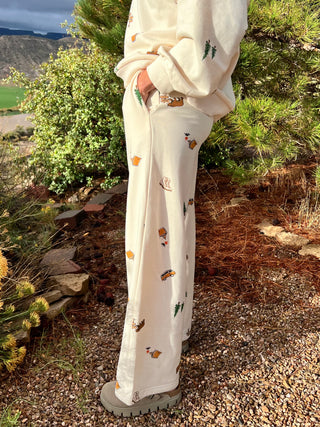 Camping Graphic Wide Leg Sweatpants