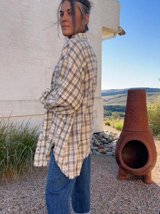 Mineral Wash Cream Plaid Flannel
