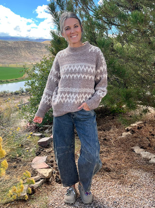 Mocha Fair Isle Knit Sweater