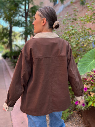 Espresso Contrast Collar Utility Barn Shacket