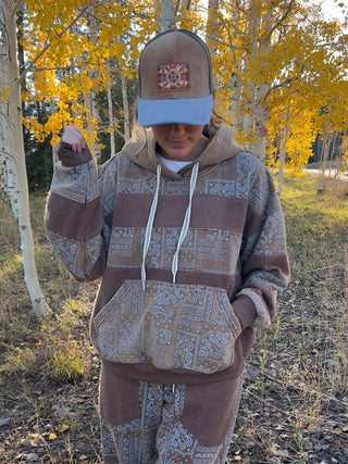 Bandana Print Terry Knit Oversized Hoodie