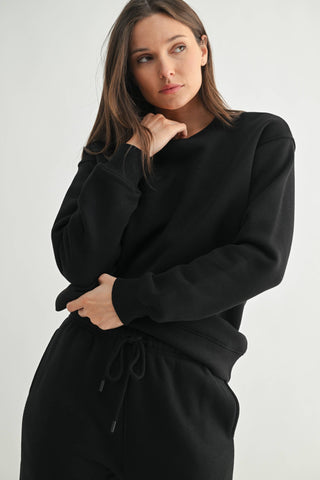Black Classic Fit Fleece Sweatshirt