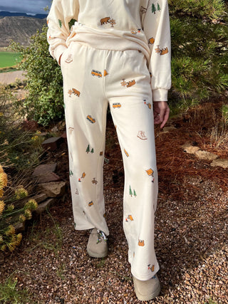 Camping Graphic Wide Leg Sweatpants