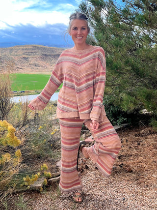 Mocha Mineral-Washed Stripe Thermal Top
