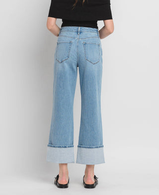 Vervet Gabby Super High Rise Cuffed Baggy Straight Jeans