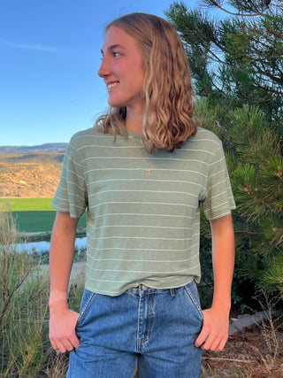 Matcha Striped Cotton Linen Top